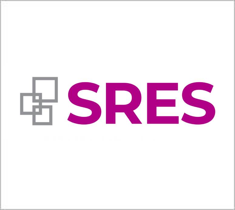 Logo featuring three overlapping squares and the acronym SRES in purple.